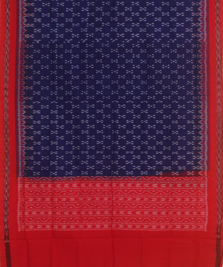 Navy blue red cotton handwoven sambalpuri dupatta