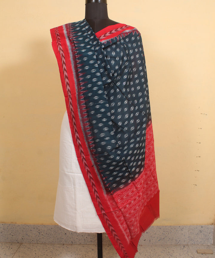 Dark green maroon handwoven cotton sambalpuri dupatta