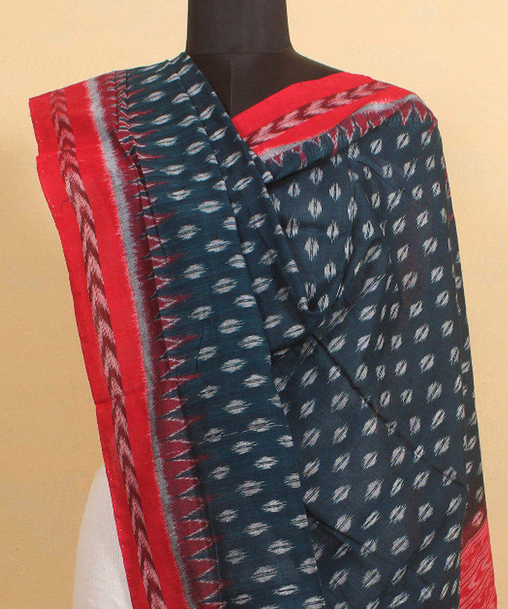 Dark green maroon handwoven cotton sambalpuri dupatta