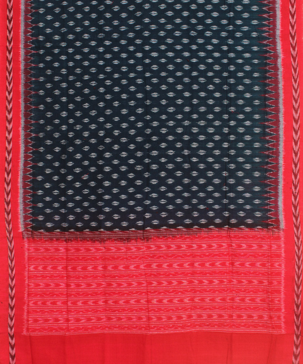 Dark green maroon handwoven cotton sambalpuri dupatta