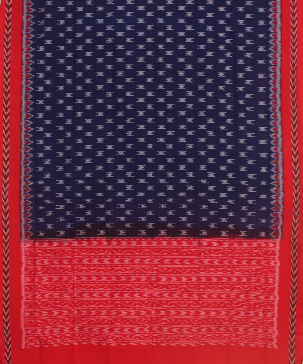 Navy blue red handwoven cotton sambalpuri dupatta