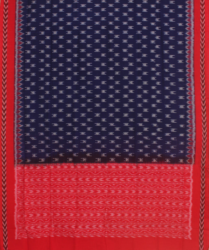 Navy blue red handwoven cotton sambalpuri dupatta