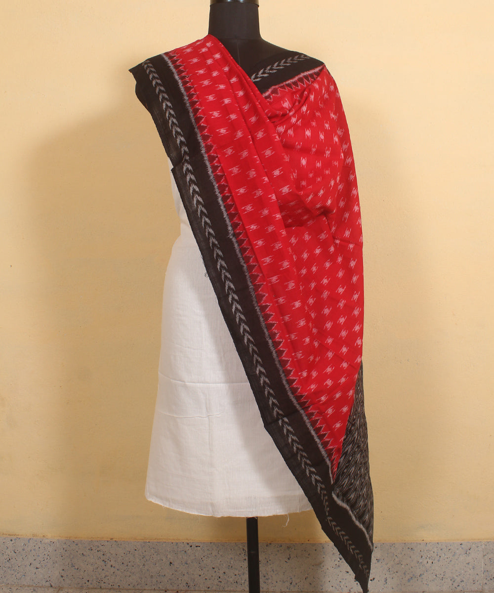 Red black handloom cotton sambalpuri dupatta