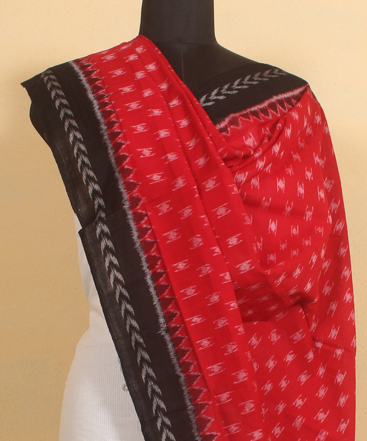 Red black handloom cotton sambalpuri dupatta