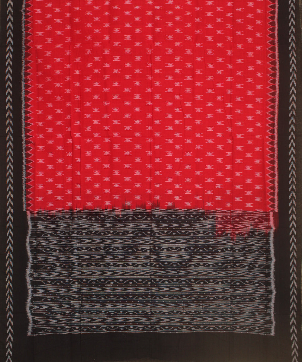 Red black handloom cotton sambalpuri dupatta
