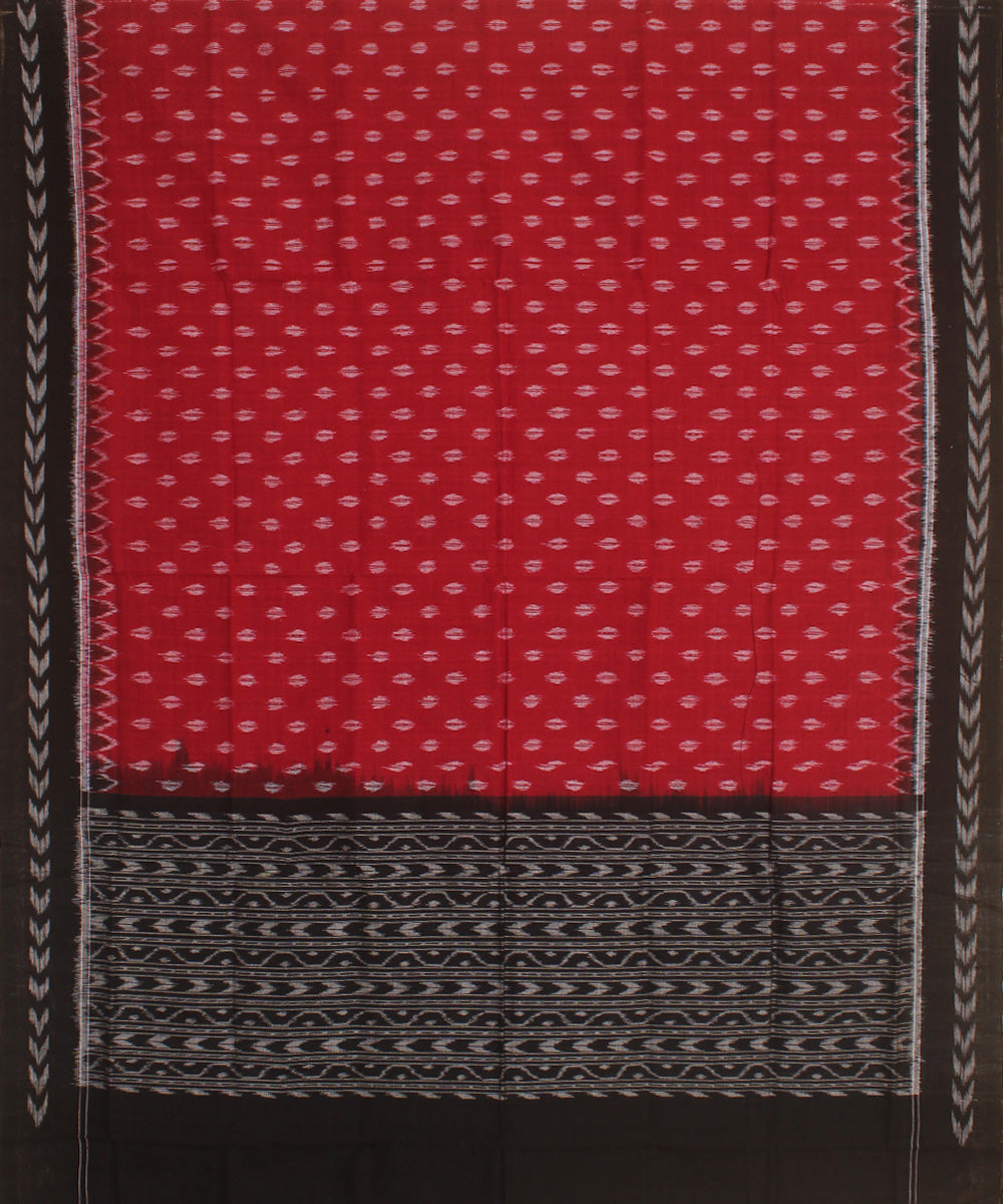 Maroon black handwoven cotton sambalpuri dupatta