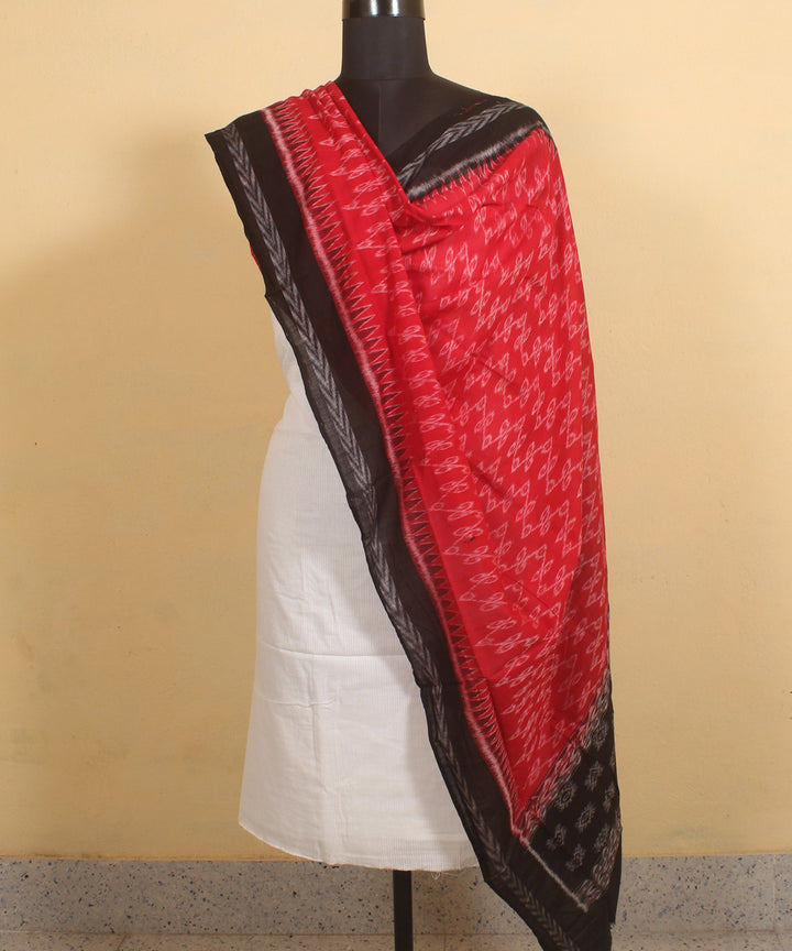 Red black handwoven sambalpuri cotton dupatta