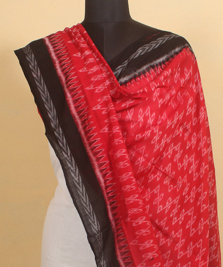 Red black handwoven sambalpuri cotton dupatta