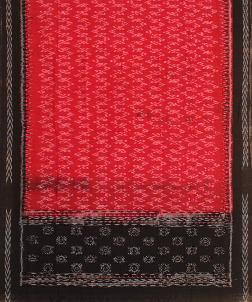 Red black handwoven sambalpuri cotton dupatta