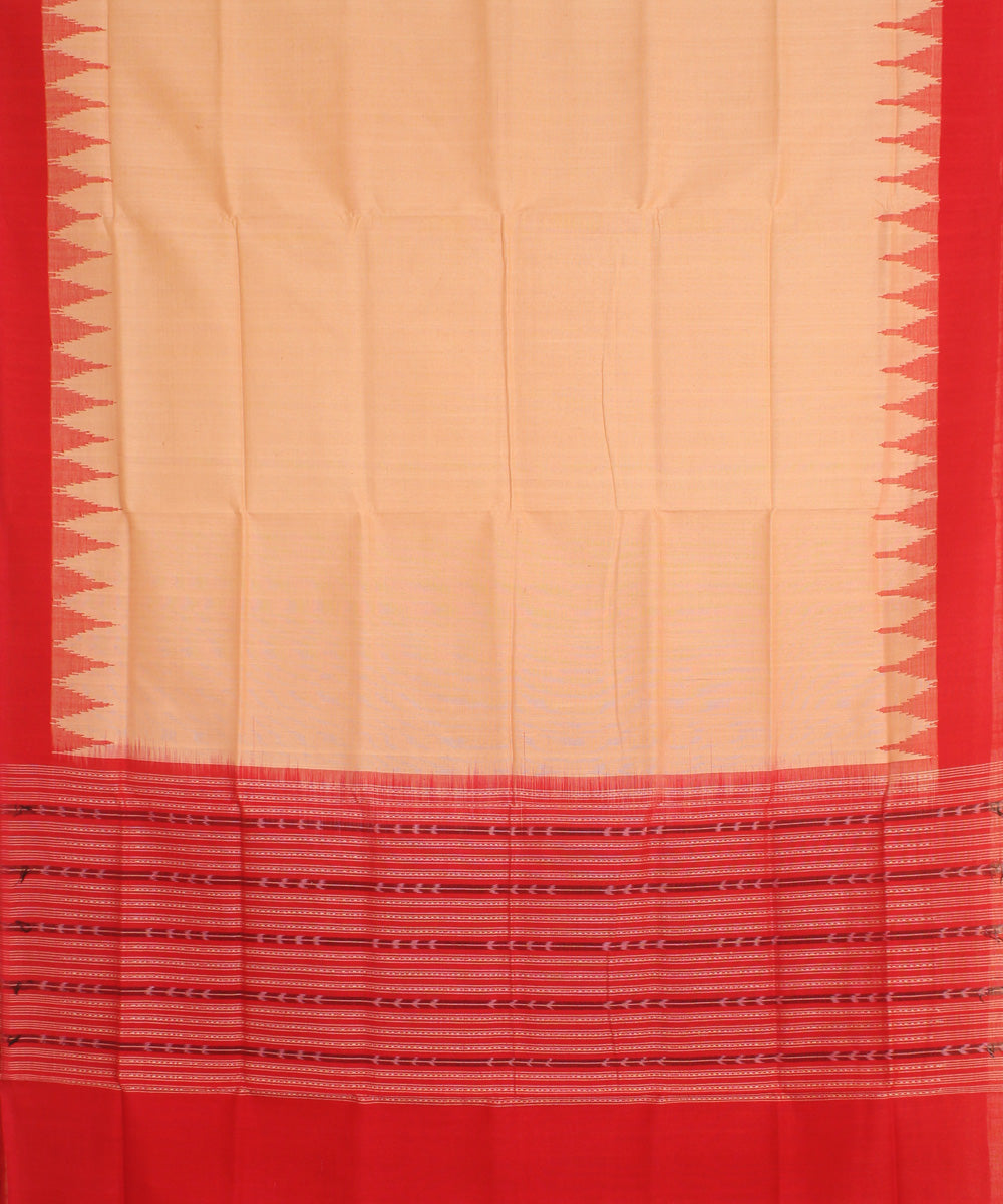 Beige red handwoven cotton sambalpuri dupatta