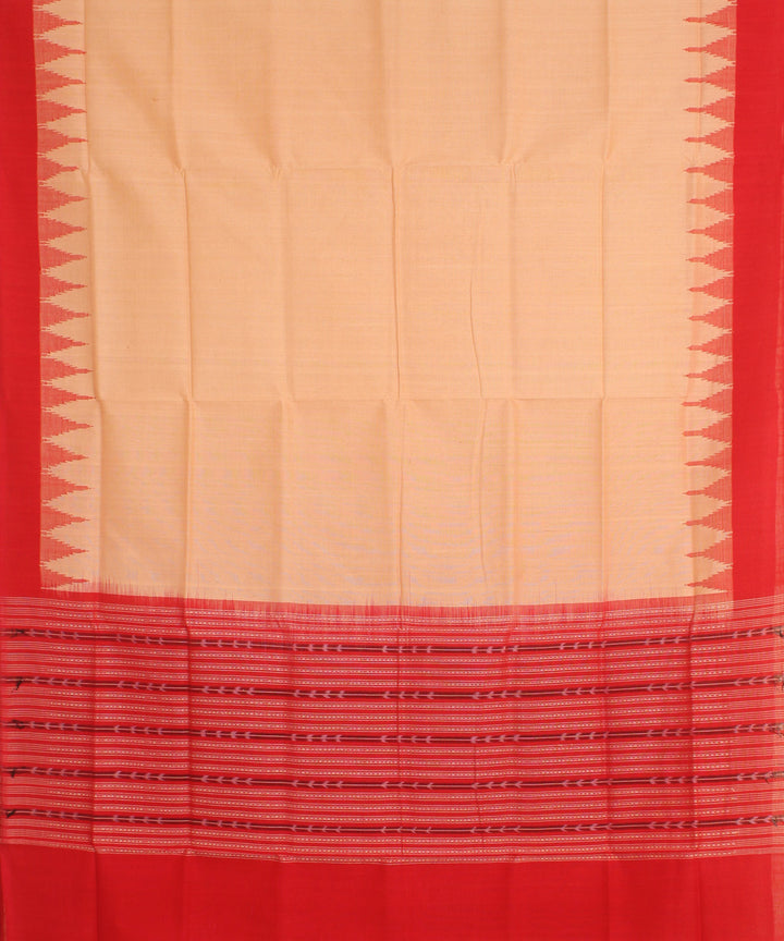 Beige red handwoven cotton sambalpuri dupatta