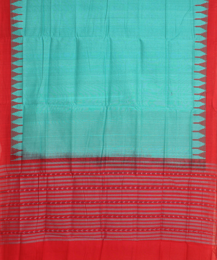 Sky blue red handwoven cotton sambalpuri dupatta