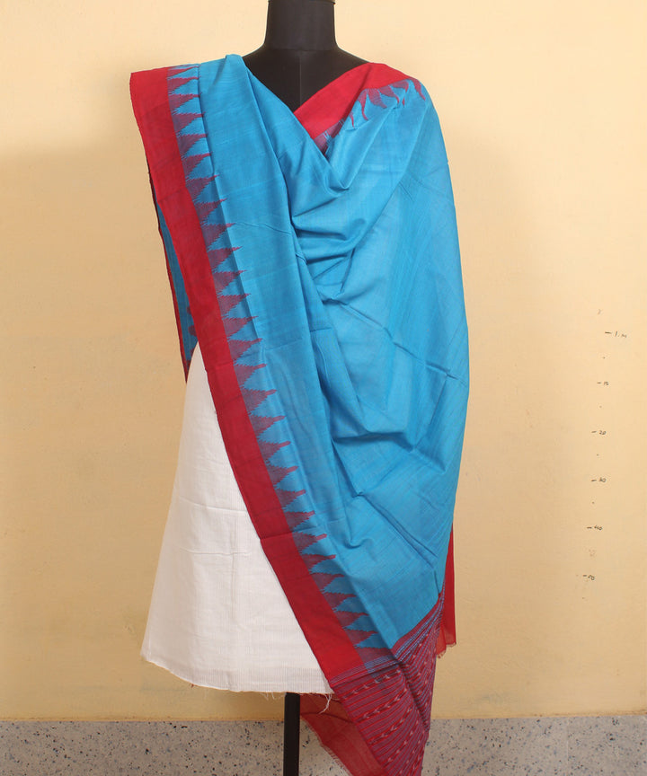 Royal blue maroon handwoven cotton sambalpuri dupatta