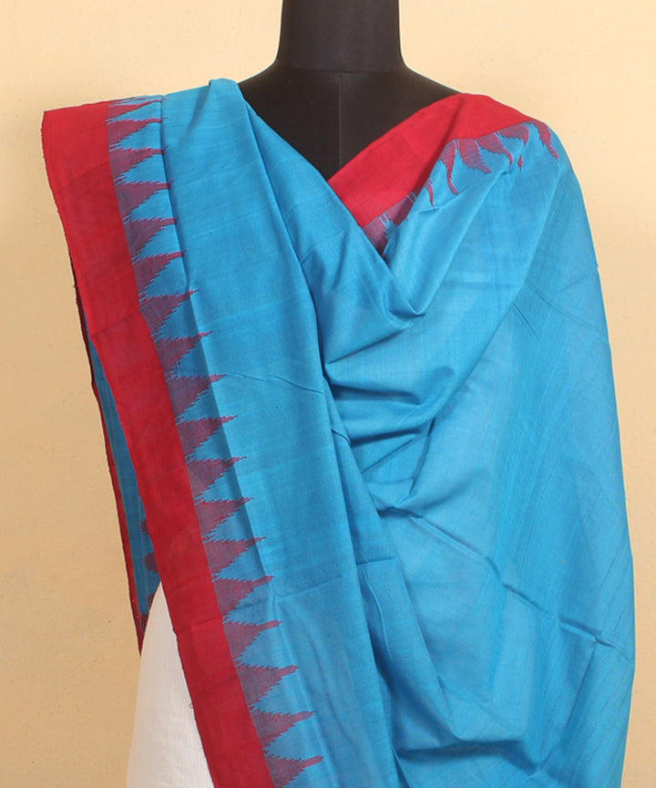 Royal blue maroon handwoven cotton sambalpuri dupatta
