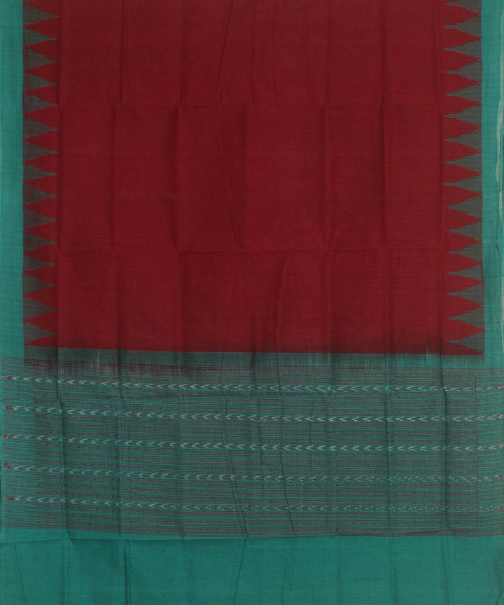 Maroon dark green handwoven cotton sambalpuri dupatta