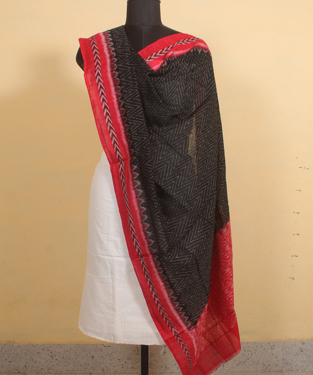 Black maroon cotton handwoven sambalpuri dupatta