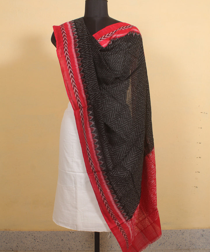 Black maroon cotton handwoven sambalpuri dupatta