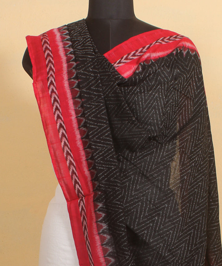 Black maroon cotton handwoven sambalpuri dupatta