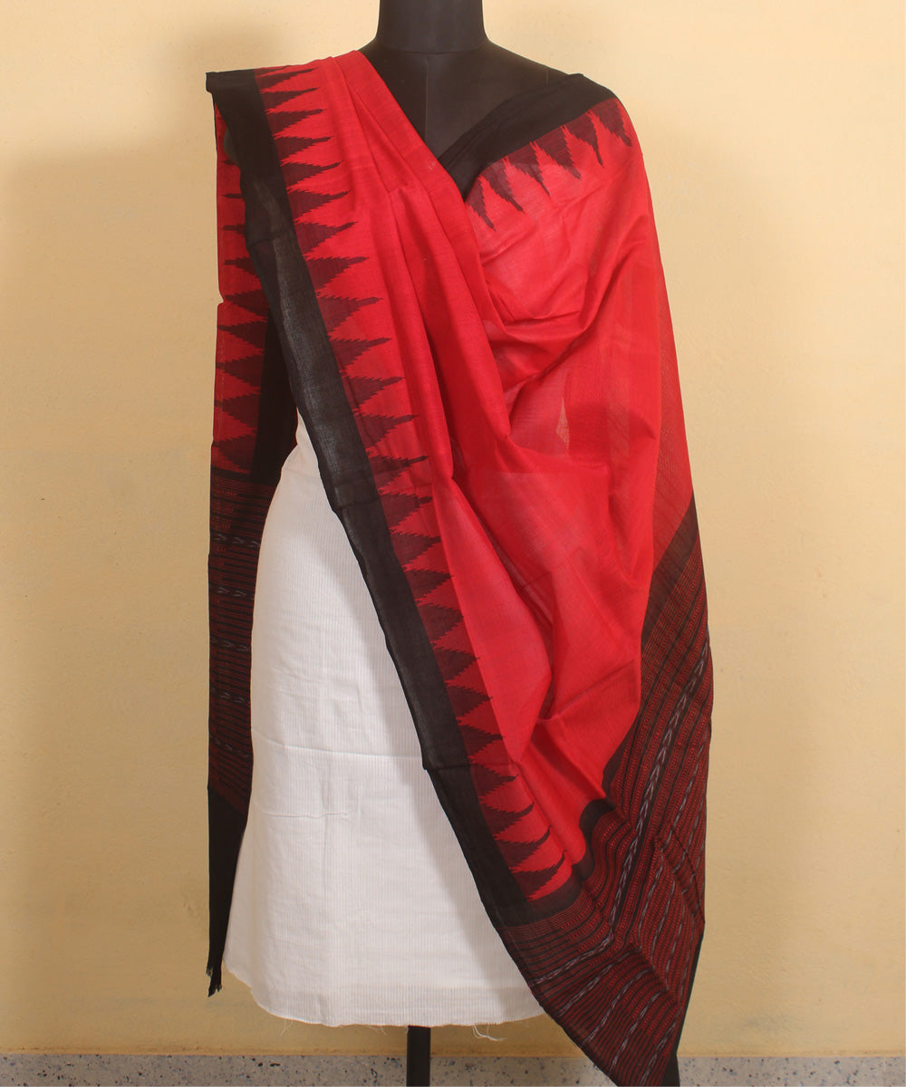 Red black cotton sambalpuri handwoven dupatta