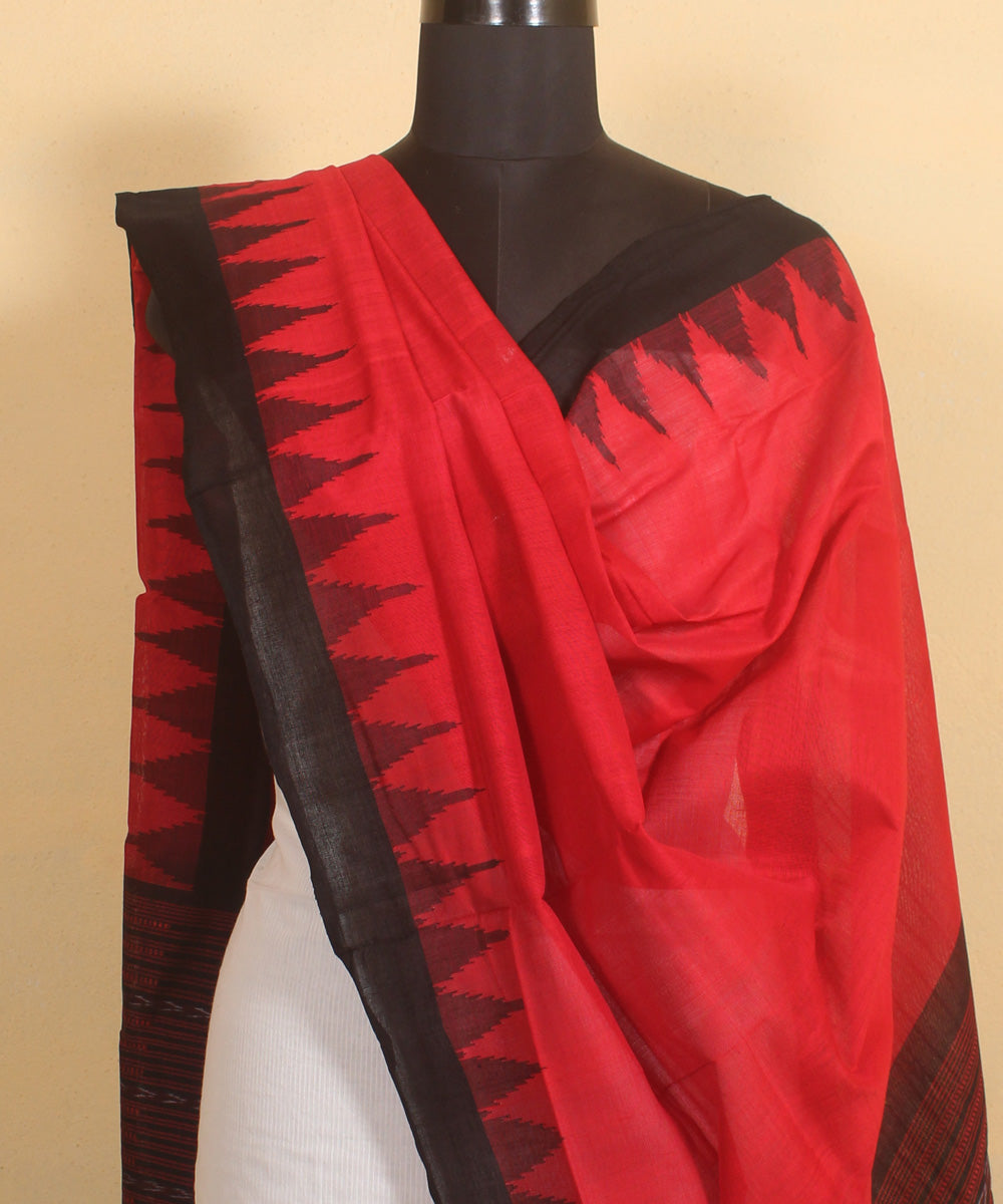 Red black cotton sambalpuri handwoven dupatta