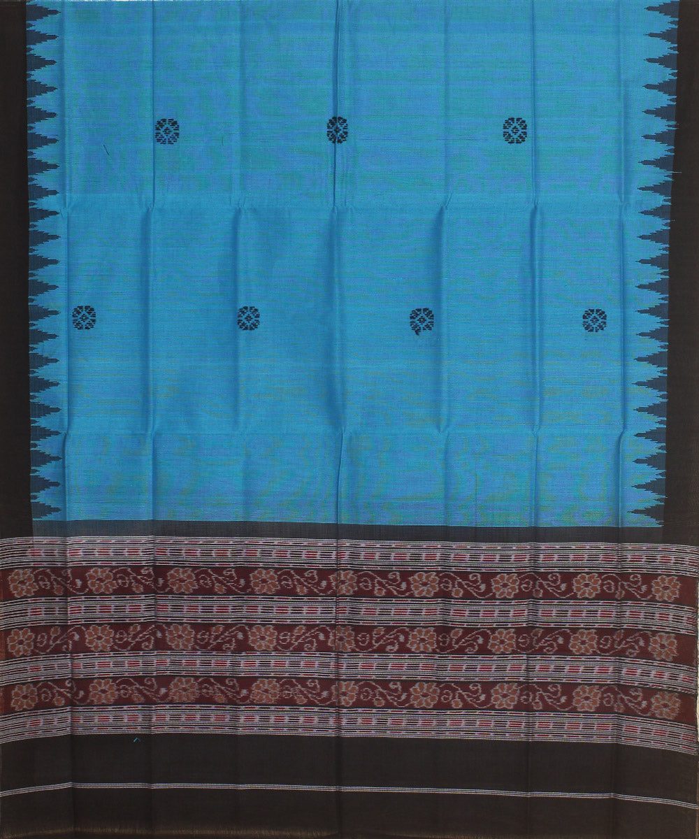 Royal blue black handwoven cotton sambalpuri dupatta