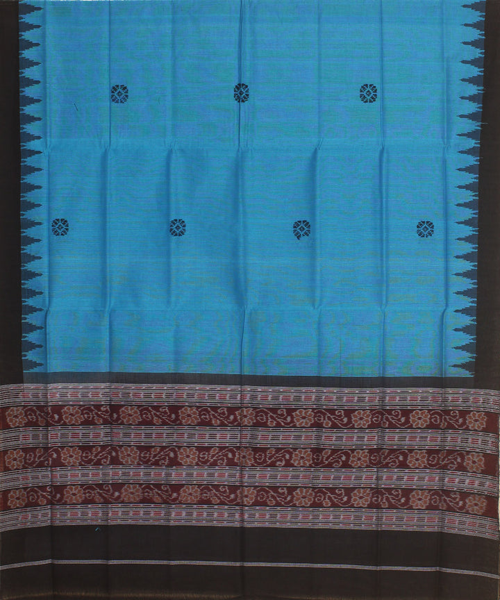 Royal blue black handwoven cotton sambalpuri dupatta