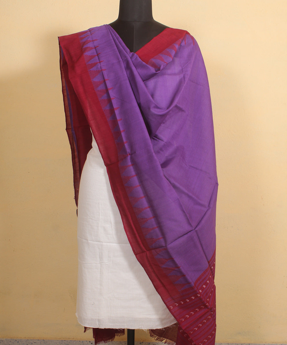 Violet maroon handwoven cotton sambalpuri dupatta