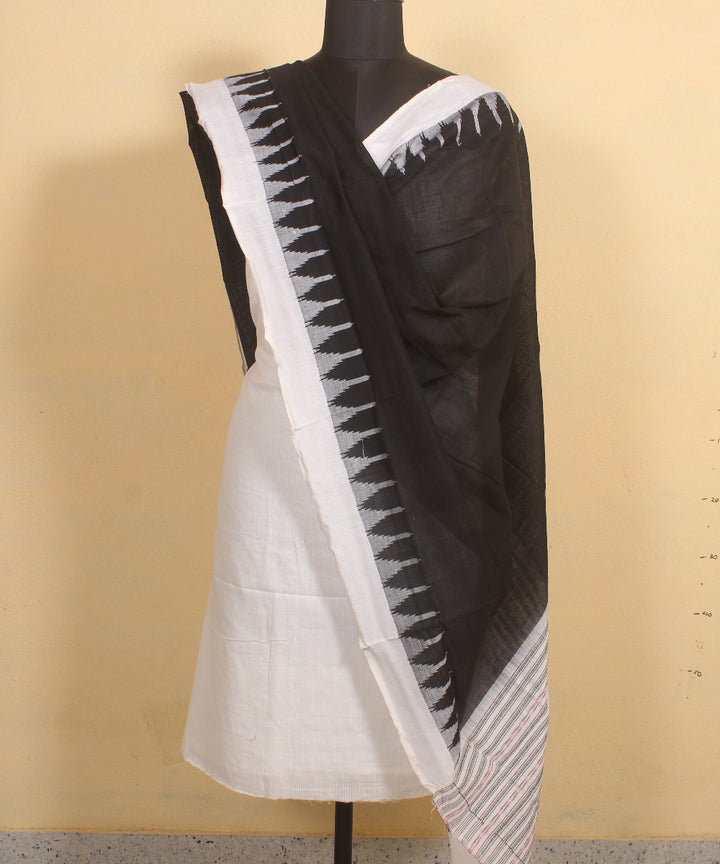 Black offwhite handwoven cotton sambalpuri dupatta