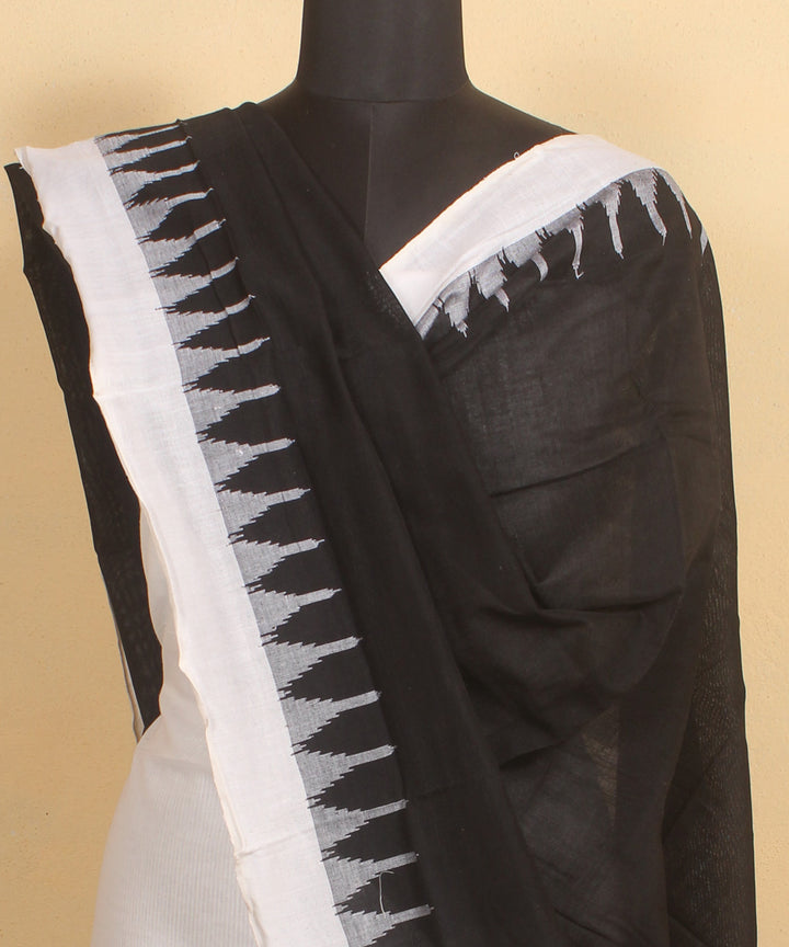 Black offwhite handwoven cotton sambalpuri dupatta
