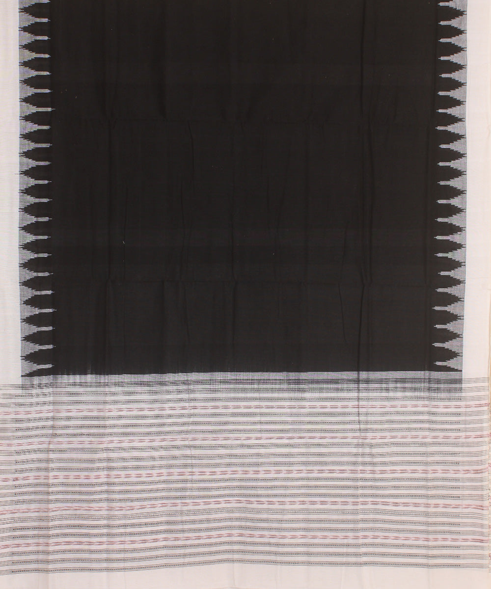 Black offwhite handwoven cotton sambalpuri dupatta