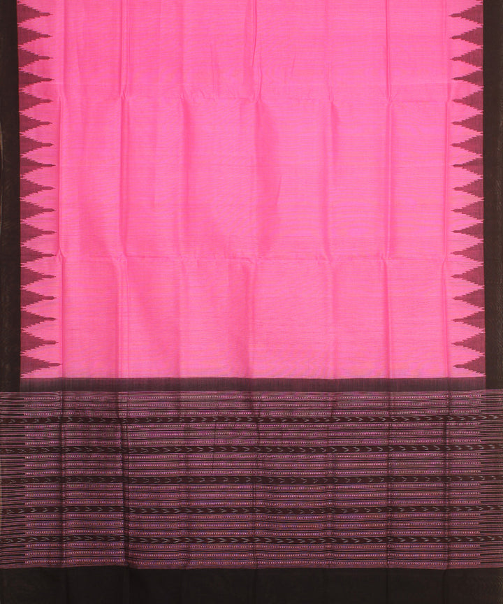 Pink black handwoven cotton sambalpuri dupatta
