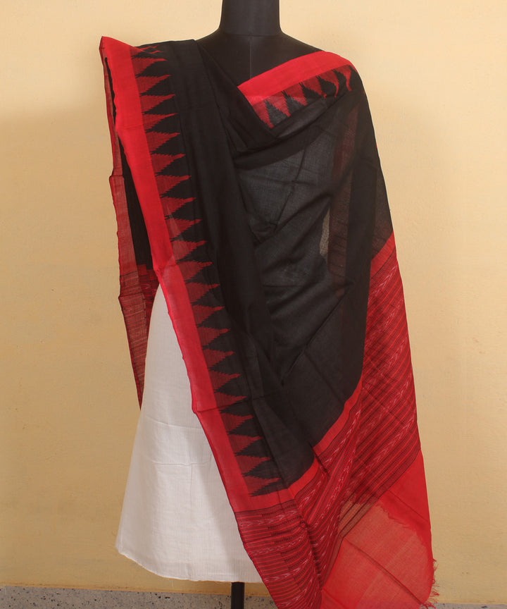 Black red handwoven cotton sambalpuri dupatta