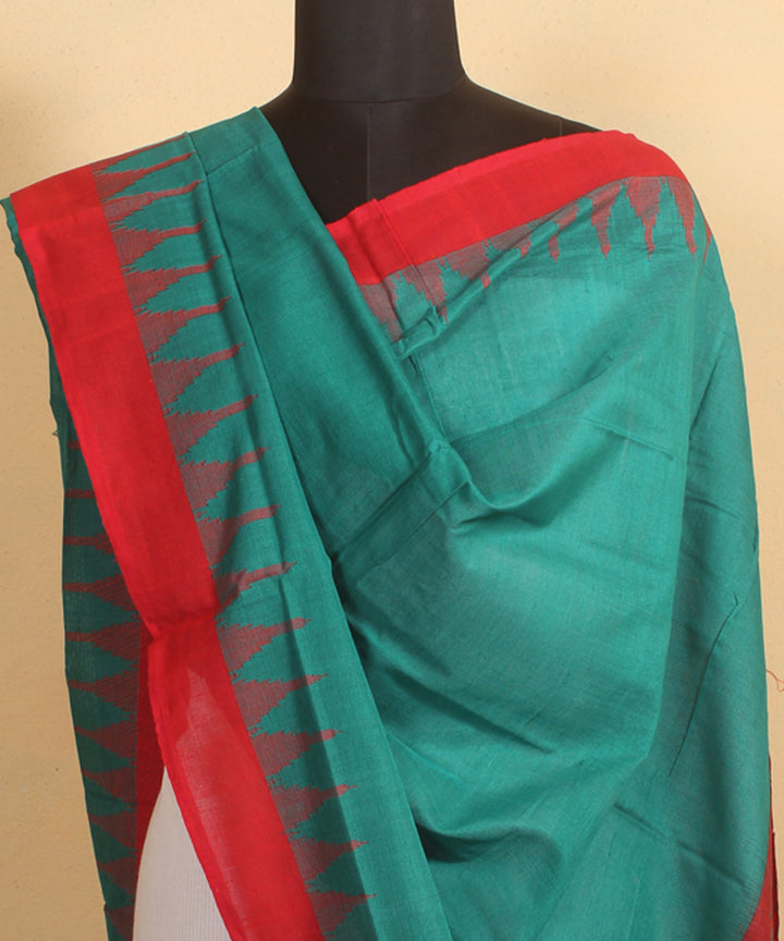 Light green red handwoven cotton sambalpuri dupatta