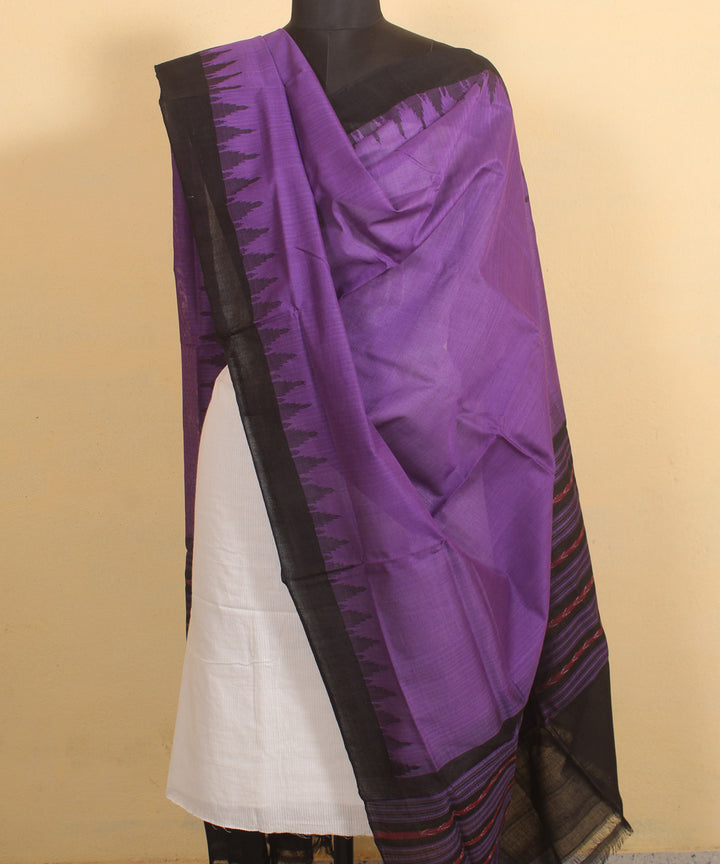 Violet black handwoven cotton sambalpuri dupatta