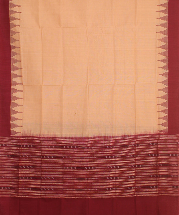 Beige maroon handwoven cotton sambalpuri dupatta