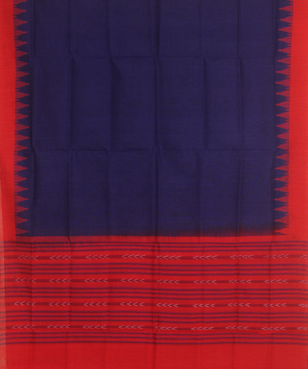Navy blue maroon handwoven cotton sambalpuri dupatta