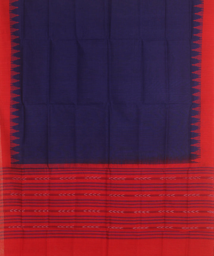 Navy blue maroon handwoven cotton sambalpuri dupatta