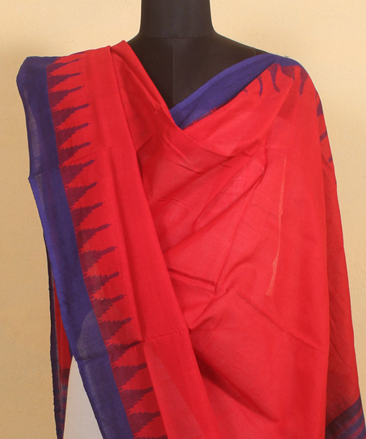 Red navy blue handwoven cotton sambalpuri dupatta