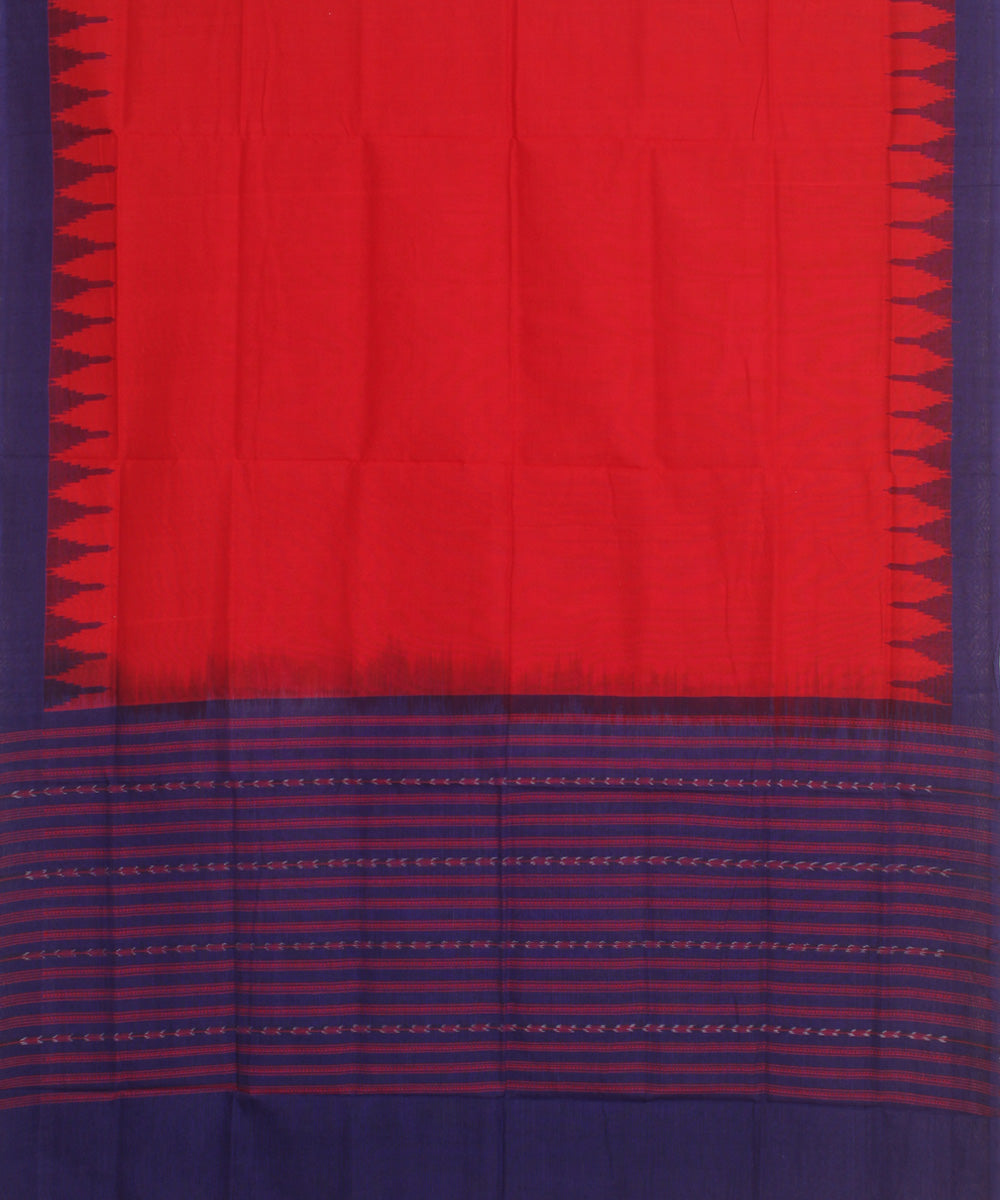 Red navy blue handwoven cotton sambalpuri dupatta