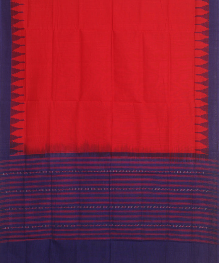 Red navy blue handwoven cotton sambalpuri dupatta
