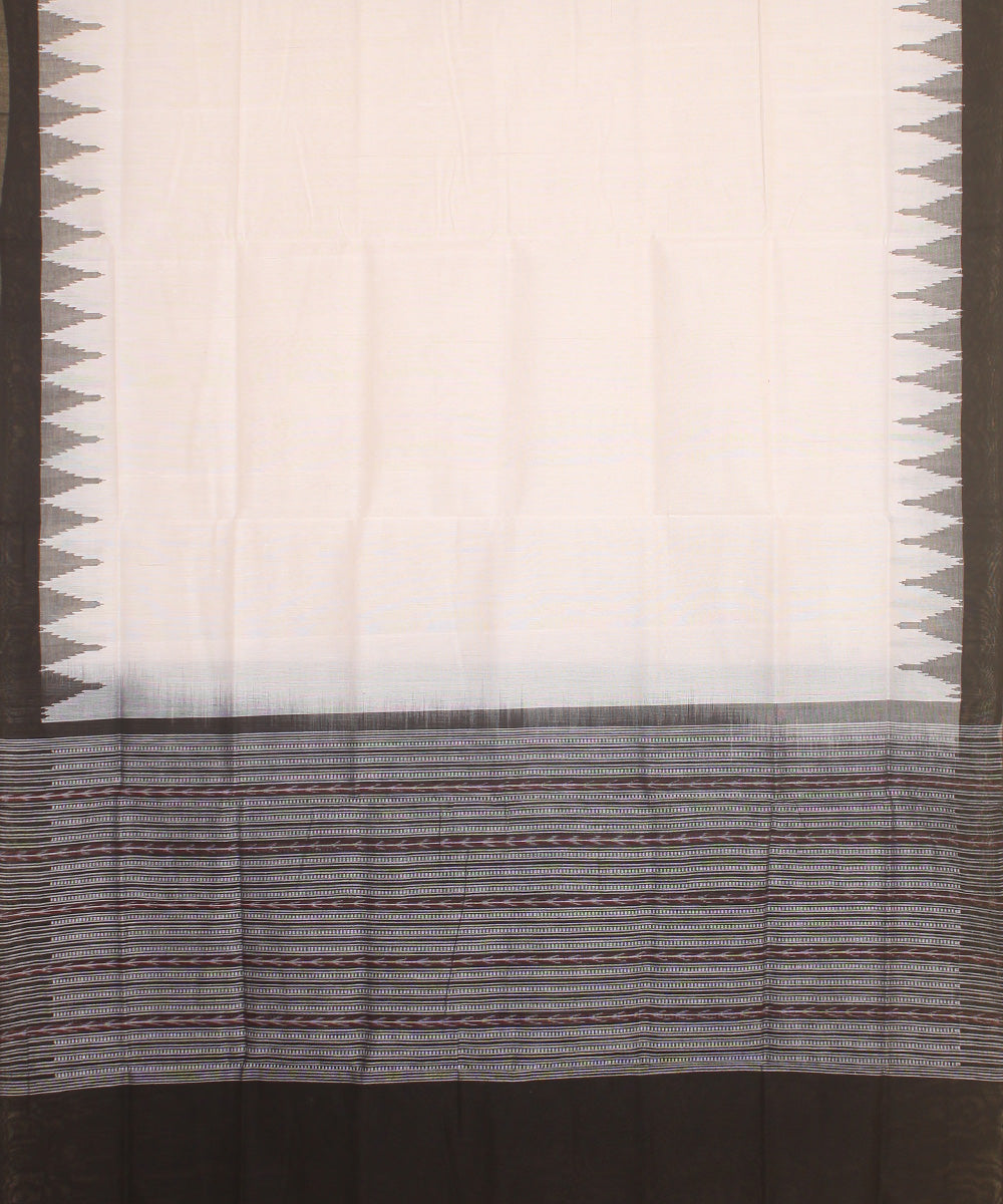 White black handwoven cotton sambalpuri dupatta