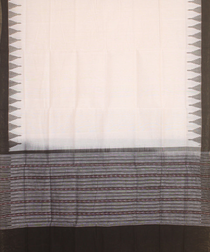 White black handwoven cotton sambalpuri dupatta