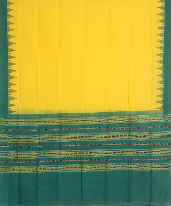 Yellow light green handwoven cotton sambalpuri dupatta