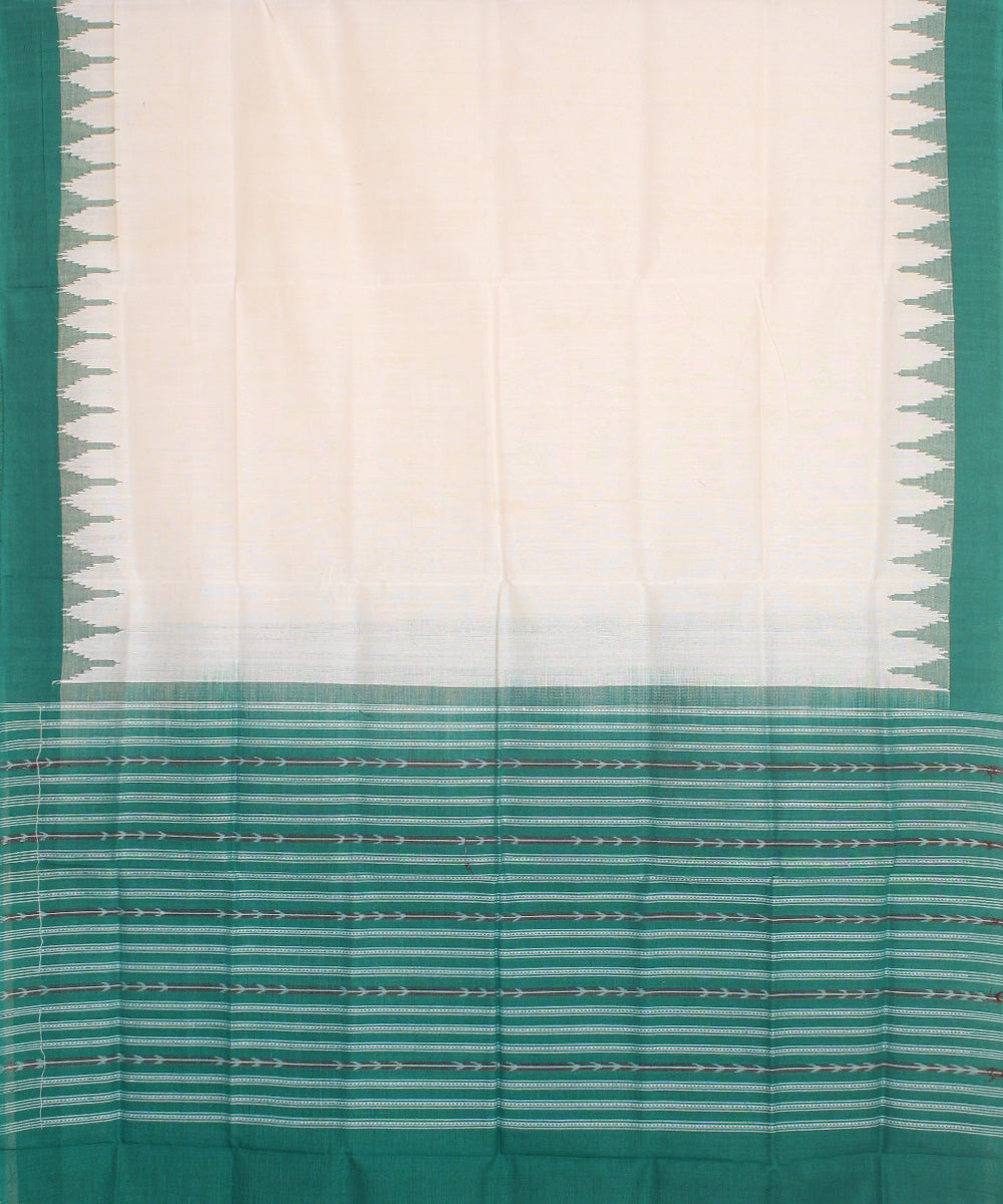 White light green handwoven cotton sambalpuri dupatta