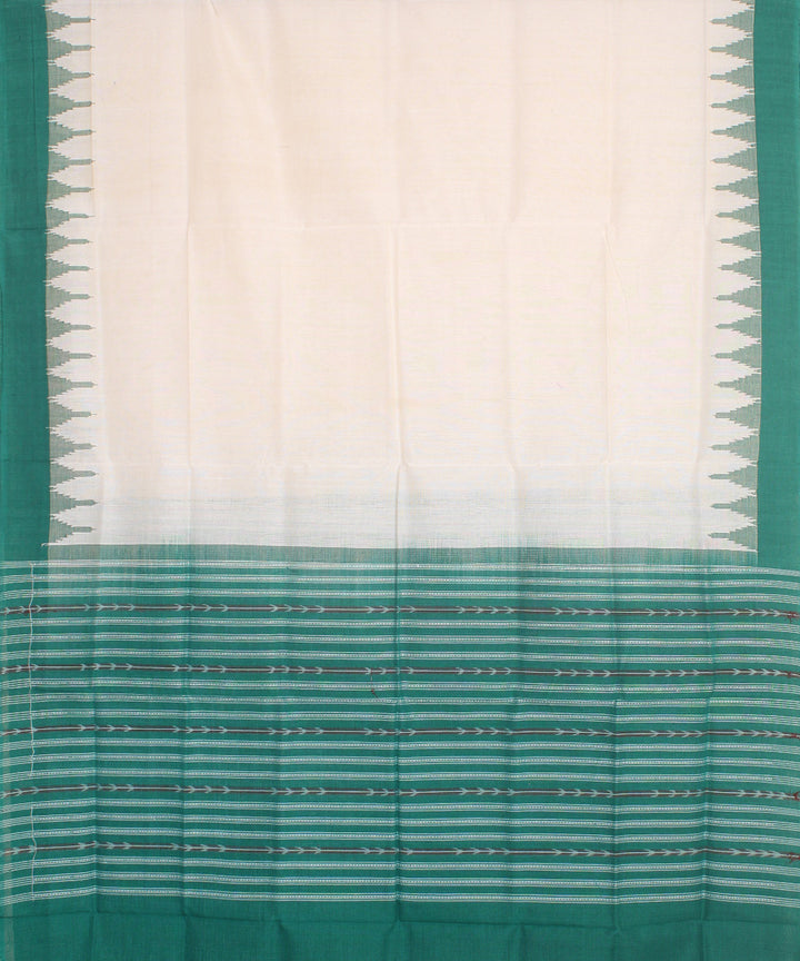 White light green handwoven cotton sambalpuri dupatta