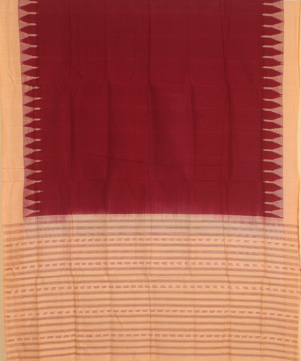 Maroon beige handwoven cotton sambalpuri dupatta