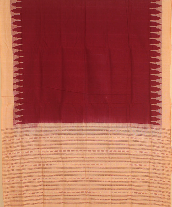 Maroon beige handwoven cotton sambalpuri dupatta