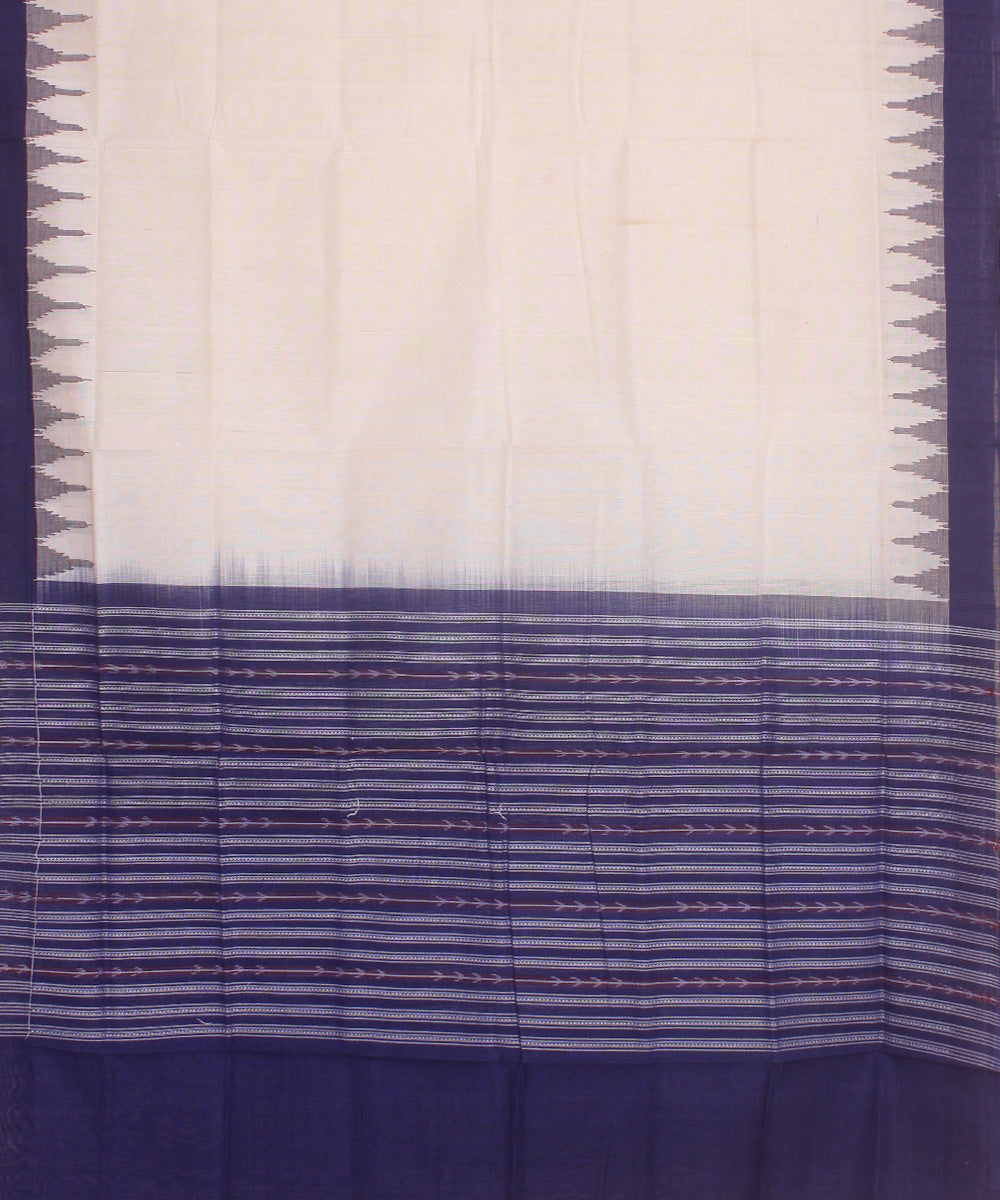 White blue handwoven cotton sambalpuri dupatta