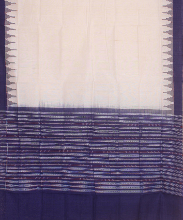 White blue handwoven cotton sambalpuri dupatta