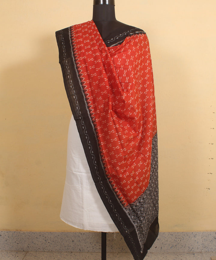 Rust black handwoven cotton sambalpuri dupatta